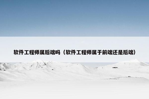 软件工程师属后端吗（软件工程师属于前端还是后端）