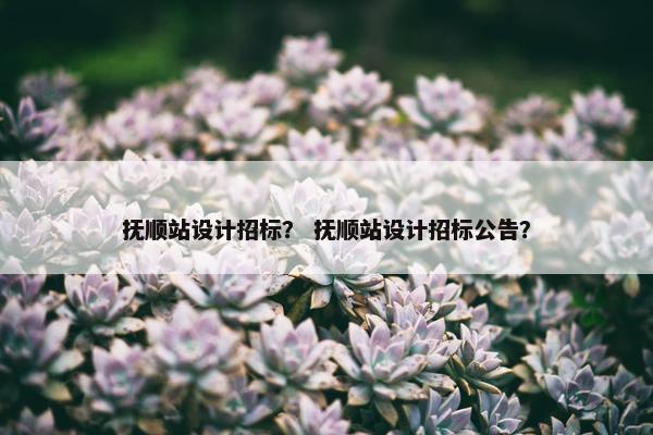 抚顺站设计招标？ 抚顺站设计招标公告？