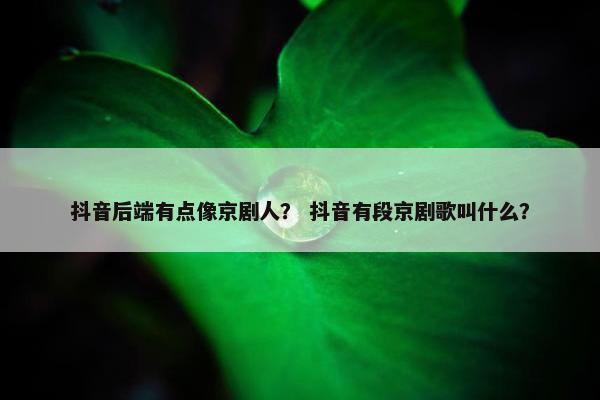 抖音后端有点像京剧人？ 抖音有段京剧歌叫什么？