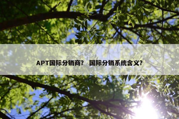 APT国际分销商？ 国际分销系统含义？
