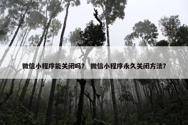 微信小程序能关闭吗？ 微信小程序永久关闭方法？