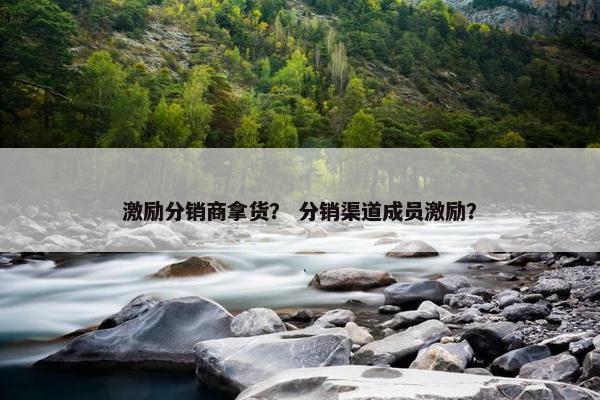激励分销商拿货？ 分销渠道成员激励？
