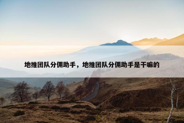 地推团队分佣助手，地推团队分佣助手是干嘛的