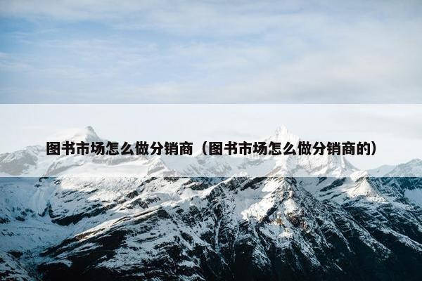 图书市场怎么做分销商（图书市场怎么做分销商的）