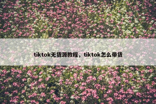 tiktok无货源教程，tiktok怎么带货