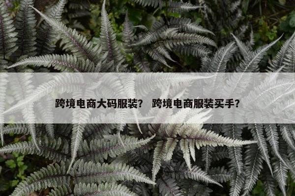 跨境电商大码服装？ 跨境电商服装买手？