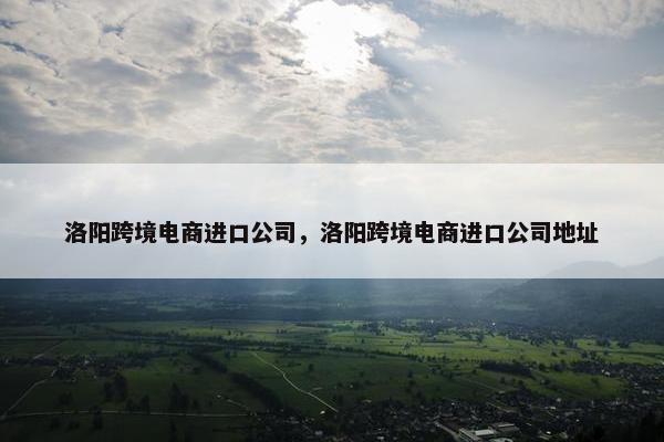 洛阳跨境电商进口公司，洛阳跨境电商进口公司地址
