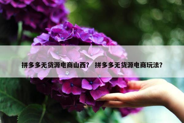 拼多多无货源电商山西？ 拼多多无货源电商玩法？