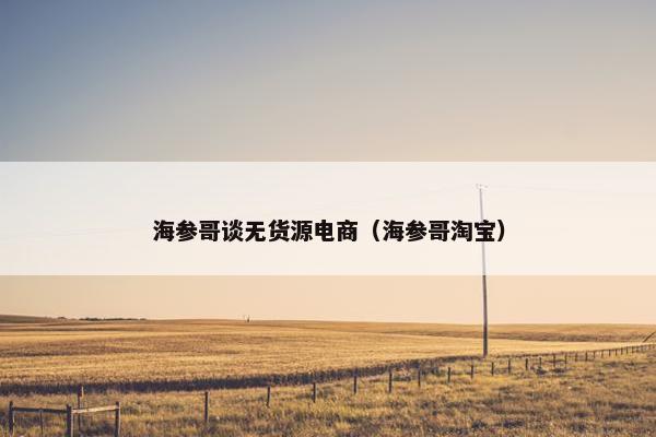 海参哥谈无货源电商（海参哥淘宝）