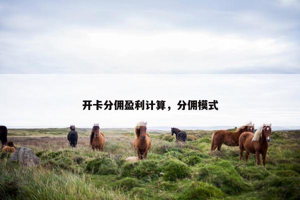 开卡分佣盈利计算，分佣模式