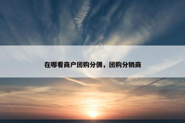在哪看商户团购分佣，团购分销商