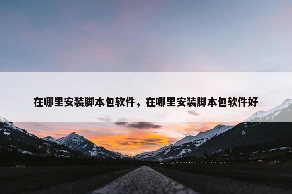 在哪里安装脚本包软件，在哪里安装脚本包软件好