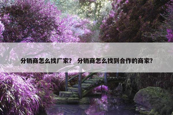 分销商怎么找厂家？ 分销商怎么找到合作的商家？
