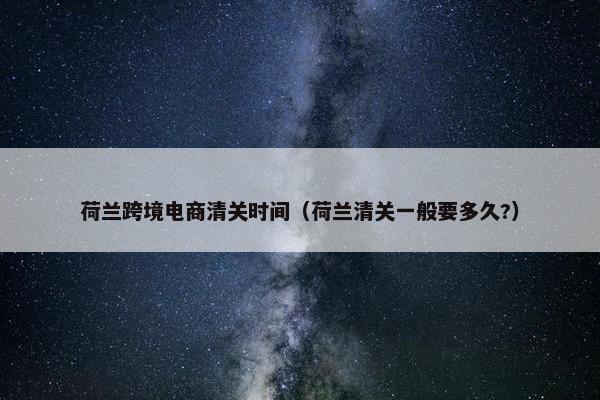 荷兰跨境电商清关时间（荷兰清关一般要多久?）