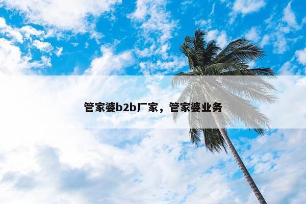 管家婆b2b厂家，管家婆业务