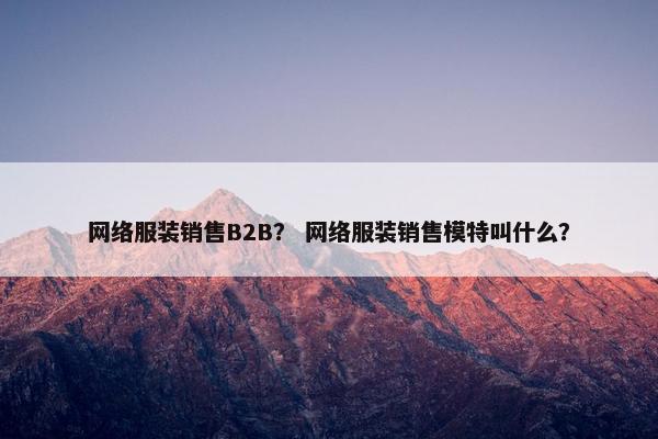 网络服装销售B2B？ 网络服装销售模特叫什么？