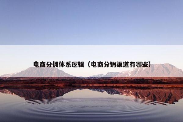 电商分佣体系逻辑（电商分销渠道有哪些）