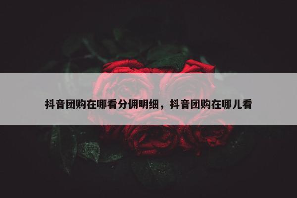 抖音团购在哪看分佣明细，抖音团购在哪儿看