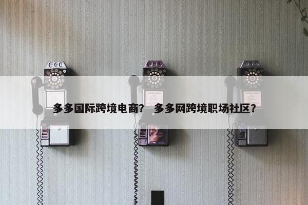 多多国际跨境电商？ 多多网跨境职场社区？