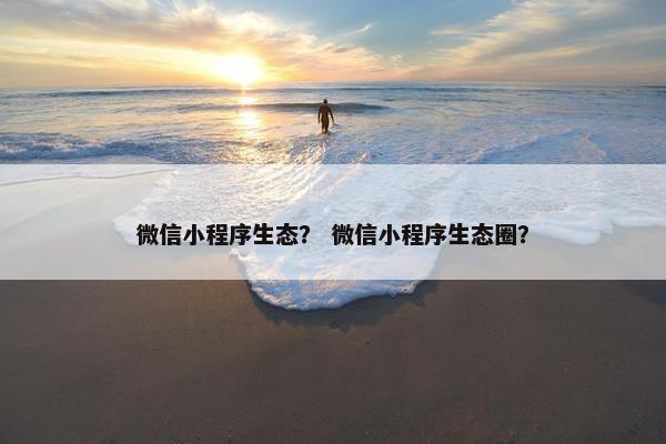 微信小程序生态？ 微信小程序生态圈？