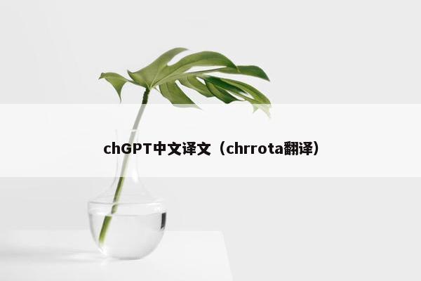 chGPT中文译文（chrrota翻译）