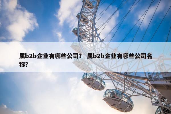 属b2b企业有哪些公司？ 属b2b企业有哪些公司名称？