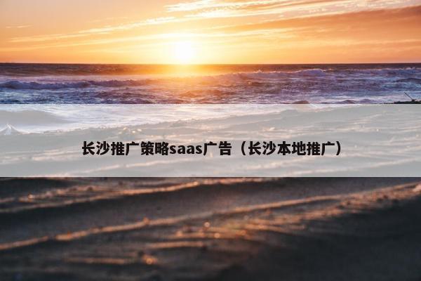 长沙推广策略saas广告（长沙本地推广）