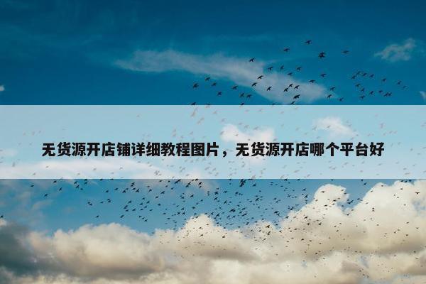 无货源开店铺详细教程图片，无货源开店哪个平台好