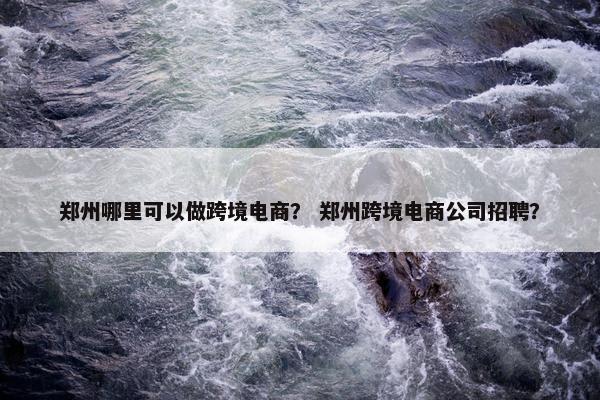 郑州哪里可以做跨境电商？ 郑州跨境电商公司招聘？