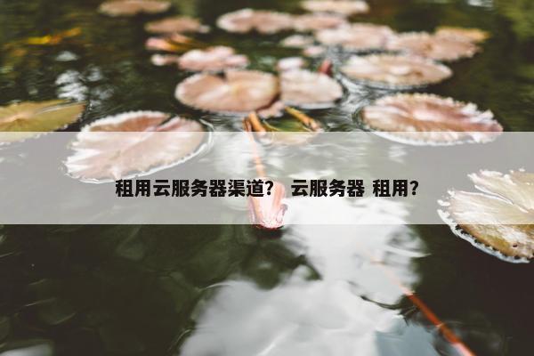 租用云服务器渠道？ 云服务器 租用？