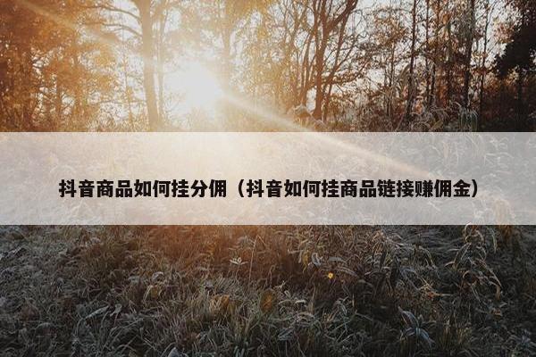 抖音商品如何挂分佣（抖音如何挂商品链接赚佣金）