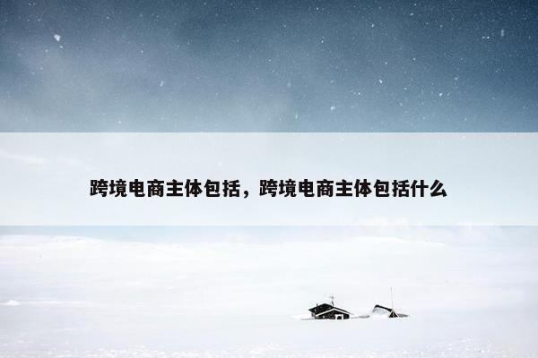 跨境电商主体包括，跨境电商主体包括什么