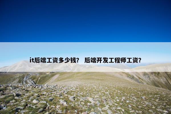 it后端工资多少钱？ 后端开发工程师工资？