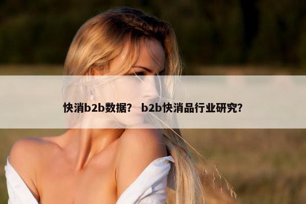 快消b2b数据？ b2b快消品行业研究？