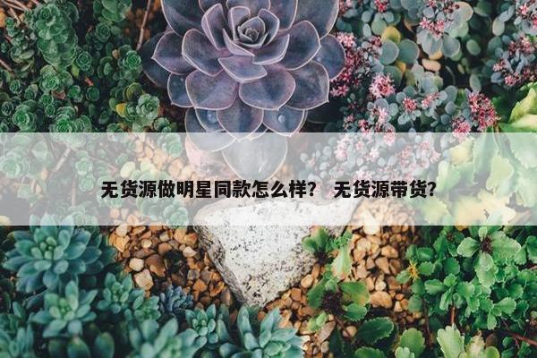 无货源做明星同款怎么样？ 无货源带货？
