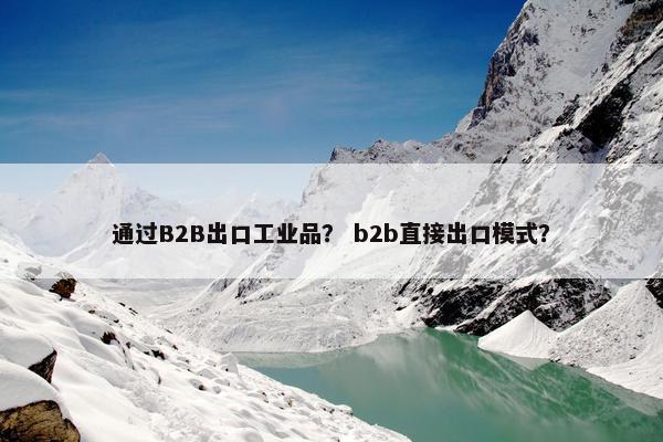 通过B2B出口工业品？ b2b直接出口模式？