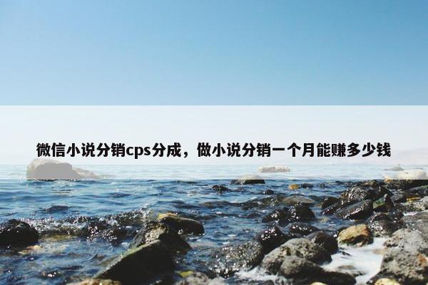 微信小说分销cps分成，做小说分销一个月能赚多少钱