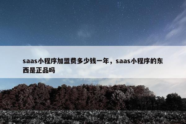 saas小程序加盟费多少钱一年，saas小程序的东西是正品吗