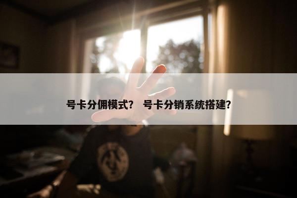 号卡分佣模式？ 号卡分销系统搭建？