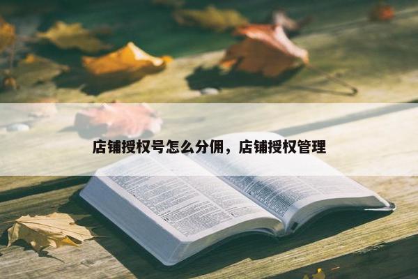 店铺授权号怎么分佣，店铺授权管理