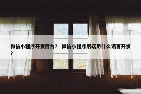 微信小程序开发后台？ 微信小程序后端用什么语言开发？