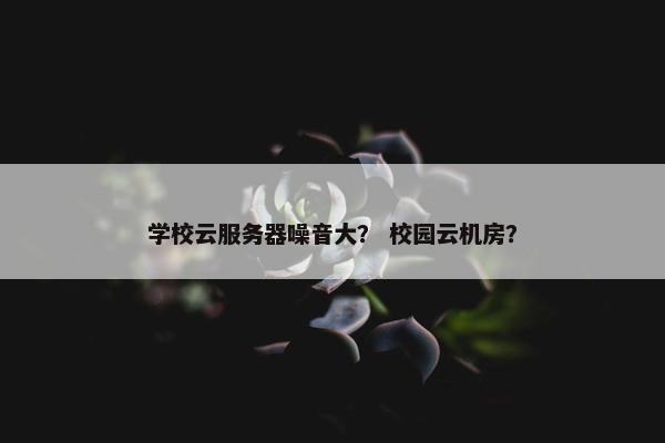 学校云服务器噪音大？ 校园云机房？