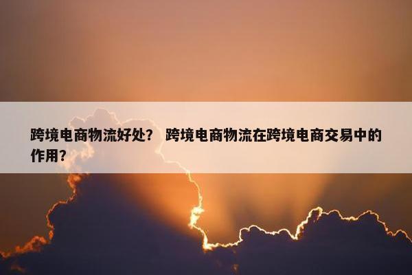 跨境电商物流好处？ 跨境电商物流在跨境电商交易中的作用？