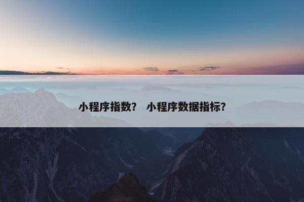 小程序指数？ 小程序数据指标？