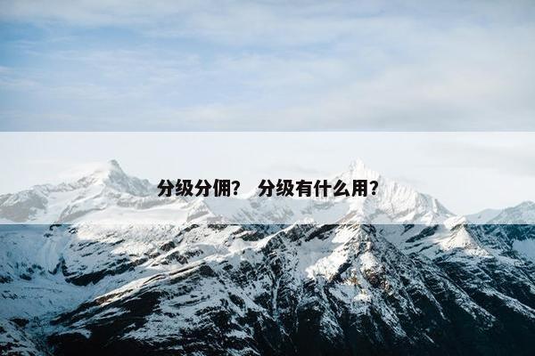 分级分佣？ 分级有什么用？