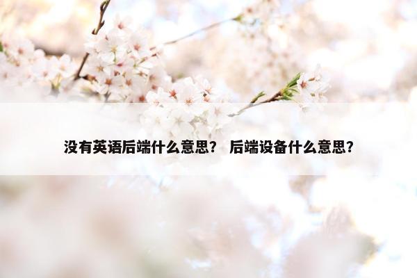 没有英语后端什么意思？ 后端设备什么意思？
