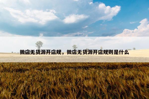 微店无货源开店规，微店无货源开店规则是什么