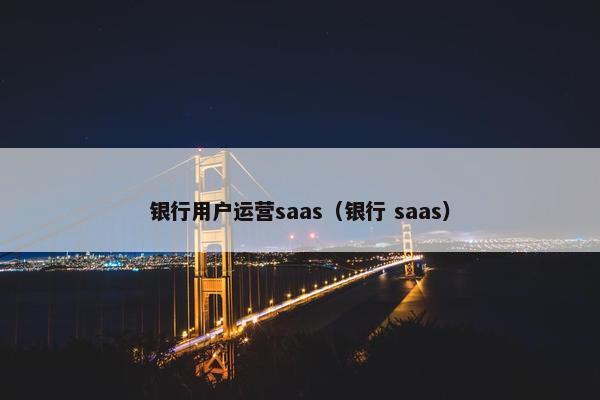银行用户运营saas（银行 saas）