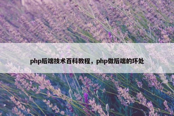 php后端技术百科教程，php做后端的坏处