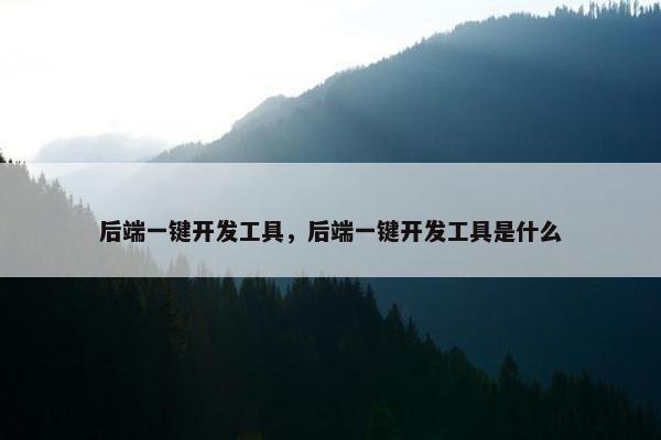 后端一键开发工具，后端一键开发工具是什么